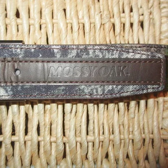 Mossy Oak Mens Leather Camo Belt Size L Pewter Buckle Hunting Western Casual - Picture 2 of 11